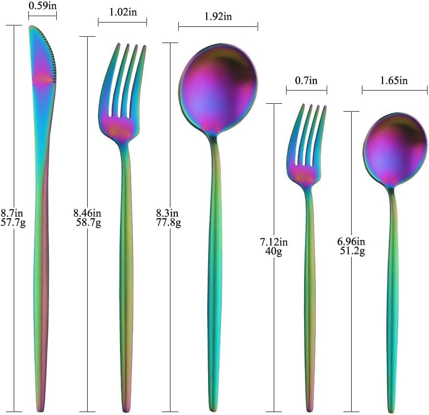 Image of aDai Korean Premium 40 Piece Stainless Steel Cutlery Set | Modern Flatware for Dining | Elegant Gift Box for Everyday Use (Rainbow)