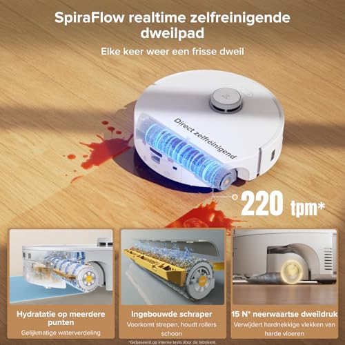 Robotstofzuiger met dweilfunctie Roborock Qrevo Curv 2 Flow, 20.000 Pa zuigkracht, AI, anti-klit, zelfreinigend - Afbeelding 3