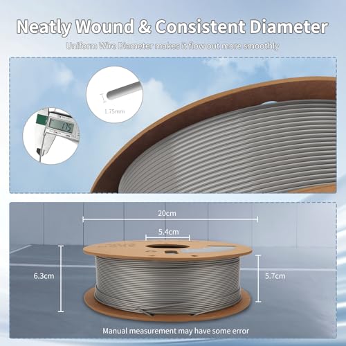 Image of 3D Printer Filament High Speed PLA 300mm /s 1kg Cardboard Spool (2.2lbs),Dimensional Accuracy + /- 0.03 mm Fit Most 3D FDM Printer -Silver