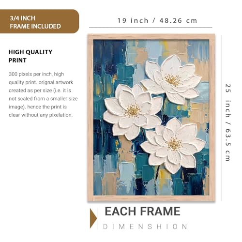 Image of kotart Aesthetic flower Art Home Decoration Painting | Floral Paintings With Frame For Living Room Bed Room Hotel Wall Decor Digital Reprint (19x25 inch)