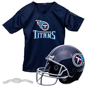 Franklin Sports NFL Tennesee Titans Kids Football Helmet and Jersey Set – Youth Football Uniform Costume – Helmet, Jersey, Chinstrap – Youth M
