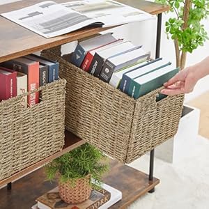 Vagusicc Wicker Storage Basket, Set of 2 Hand-Woven Storage Baskets for Organizing, Small Wicker Basket for Toilet Paper, Foldable Large Cube Storage Organizer Basket Bins for Shelves (Sea Grass) Vagusicc Wicker Storage Basket Set of 2 Hand Woven Storage Baskets for Organizing Small Wicker Basket for Toilet Paper Foldable Large Cube Storage Organizer Basket Bins for Shelves Sea Grass