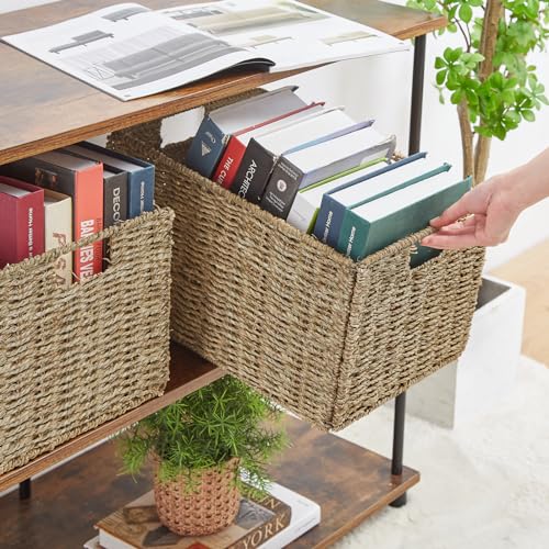 Vagusicc-Wicker-Storage-Basket-Set-of-2-Hand-Woven-Storage-Baskets-for-Organizing-Small-Wicker-Basket-for-Toilet-Paper-Foldable-Large-Cube-Storage-Organizer-Basket-Bins-for-Shelves-Sea-Grass Vagusicc Wicker Storage Basket Set of 2 Hand Woven Storage Baskets for Organizing Small Wicker Basket for Toilet Paper Foldable Large Cube Storage Organizer Basket Bins for Shelves Sea Grass