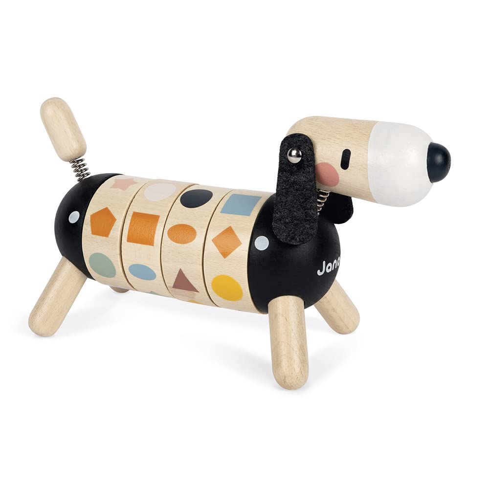 Janod - Chien des Formes et Couleurs en Bois - Collection Sweet Cocoon - Jouet d'Eveil et Premier Age Peint à l'eau - Apprentissage des Formes et Couleurs - Dès 2 Ans, J04421