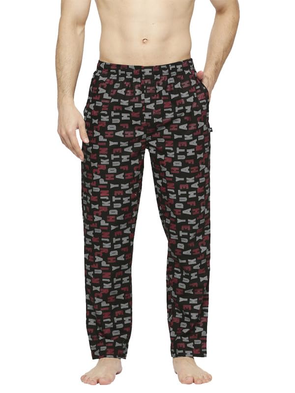frenchie Men's Relax Wear Printed Black Cotton Pyjama | Stretchable | Elasticated Waistband | Side Pockets | Lounge wear for Men-picture-22