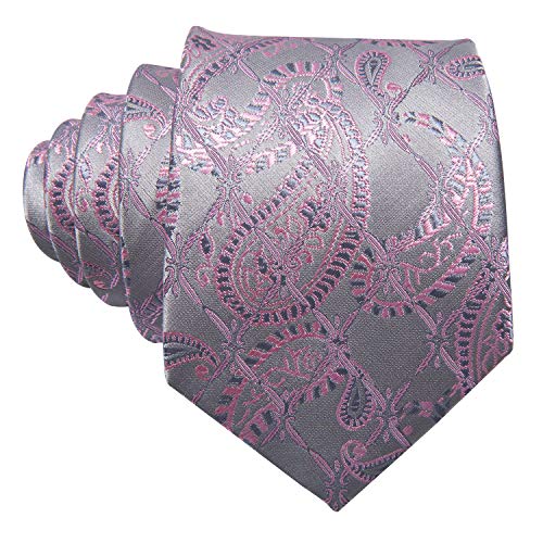Image of Barry.Wang Men Ties Paisley Woven Silk Necktie Set with Pocket Suqare Cufflinks Formal