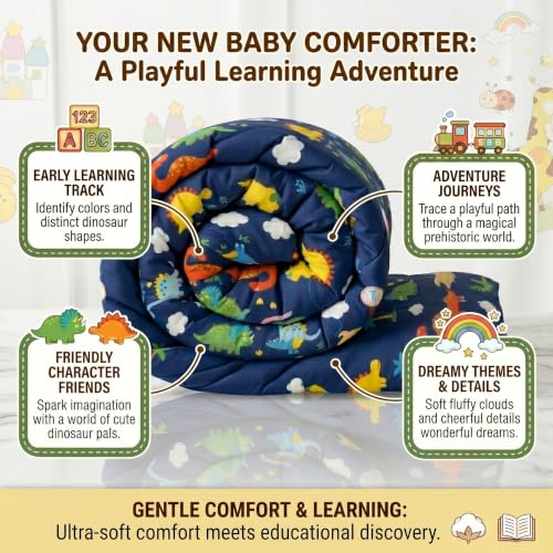 Image of Filymore Danasour Comforter for Kids Boys - Cute Cartoon Print Single Bed Blanket, Microfiber Dohar for Boys & Girls | Soft Kids Winter & Summer Quilt | 60x90 Inches (Blue)