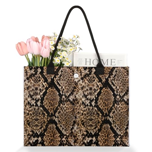Viper Leopard Print Tote Bag for Women Large Beach Bag Reusable Grocery Bags Tote Bag for Work Shopping Travel Beach3