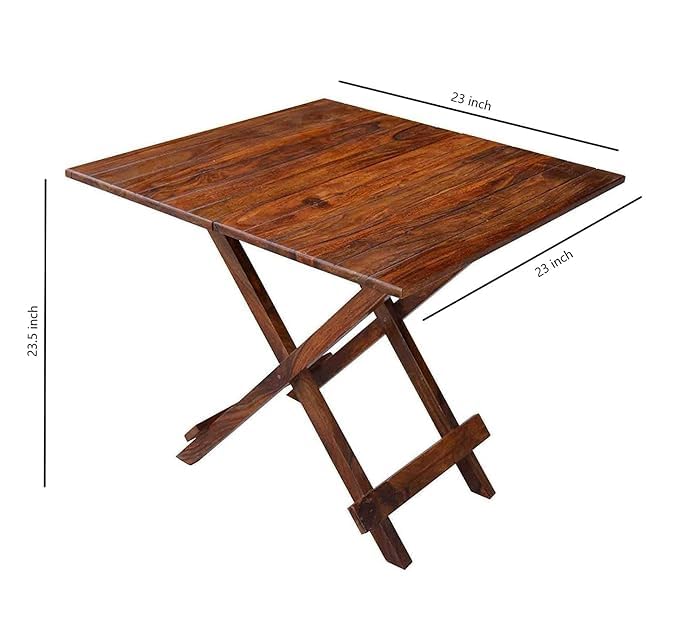 Image of WELL KNOWN Patio Foldable Coffee /Tea Center Table, Outdoor Wooden Square Portable Folding Picnic Camping, Dining Table for Balcony Living Room, Garden Bistro Side Table, Natural Brown Finish-Set of 2