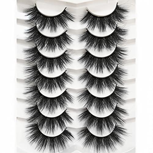 Pooplunch False Eyelashes 20MM Dramatic Faux Mink Lashes Pack 7 Pairs Fake Eyelashes Fluffy Long 8D Luxury Volume Mink Eye Lashes Multipack