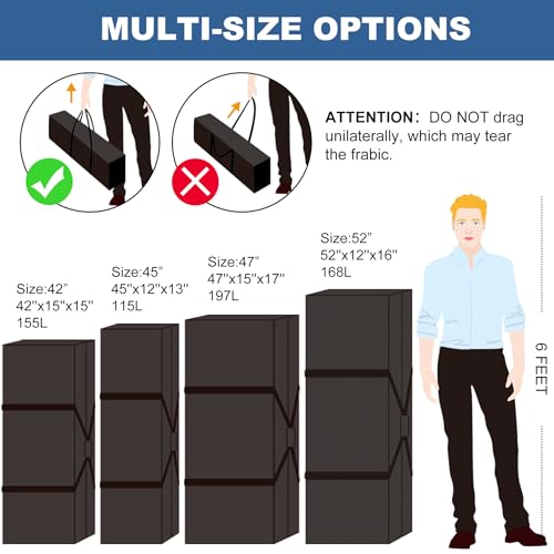 Image of COOLBEBE 52 inch Sports Duffle Bag - 160L Extra Large Travel Duffel Luggage Bag with Upgrade 2-way Lockable Zippers, Sturdy & Water Resistant Long Duffle Bag for Camping Moving (Black 52inch)