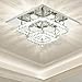 Ganeed Crystal Ceiling Light,Modern Flush Mount Lights Fixture,Square Crystal LED Ceiling Lighting Chandelier for Dining Living Room Bedroom(36W/3000-6500K)