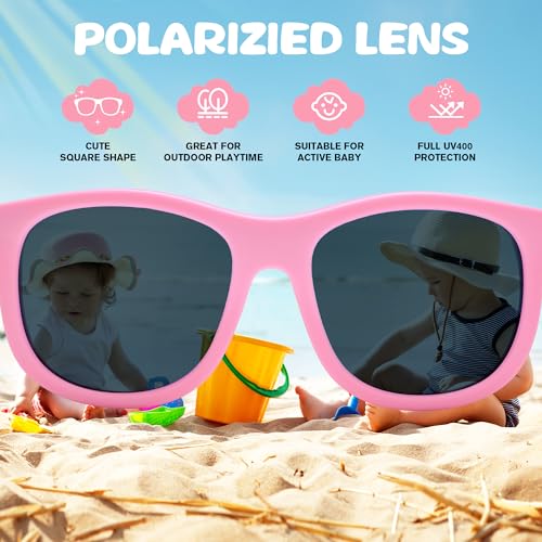 LIU·WEN Cute Polarized Baby Sunglasses with Strap - Flexible Frame for Toddler Newborn Infant 0-24 Months4