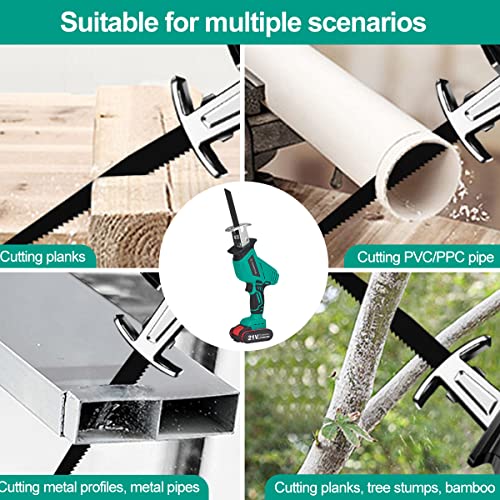 Säbelsäge, 21V Akku Säbelsäge, Akku-Reciprosäge mit 1500mAh Batterien, mit variabler Drehzahl von 0-3000 RPM, 6 Sägeblätter(3T/6T/10T/18T), Strichlänge 15mm, Schneidleistung 300mm (Holz), LED Licht – Bild 4