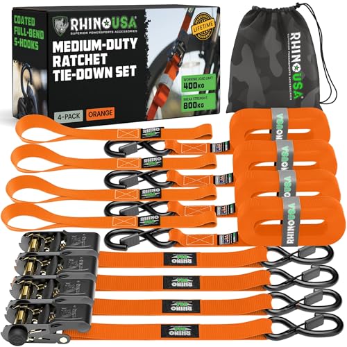 Rhino USA Spanngurte (4er-Pack) - 2.5 cm x 4.6 m (800 kg Bruchlast) -...