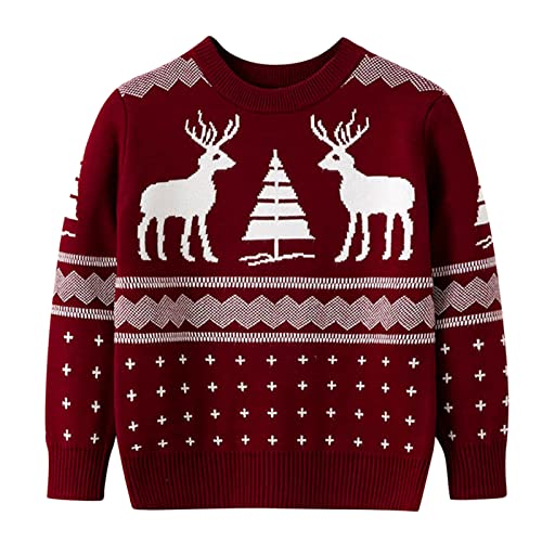 Kids Toddler Boys Girls Christmas Sweater Knitted Long Sleeve Crewneck Pullover Reindeer Sweaters Children Sweatshirts