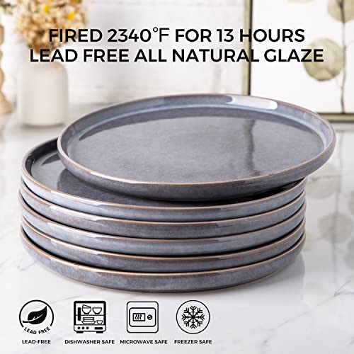 Amorarc Dinner Plates Set Of 6, 10.75 Inch Reactive Glaze Ceramic Plates Set, Microwave, Dishwasher Safe, Scratch Resistant, Modern Large Dinnerware Dishes Set Kitchen Stoneware Plates #TOP1