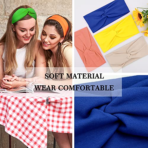 Feqo 21 Pieces Stretchy Headbands For Women Twist Headband Wide Turban Headband Elastic Fabric Headband Colorful Hair Wrap Workout Sport Yoga Headbands #TOP2