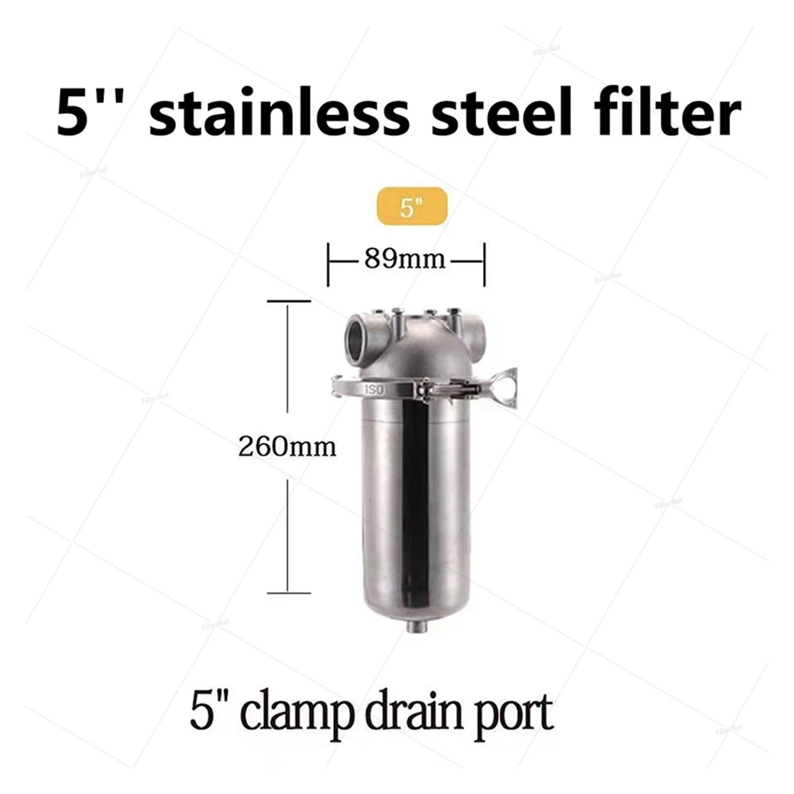 NSF-Filtergehäuse aus Edelstahl for 5"/10"/20"-Filterkartuschen, 1" NPT-Wasserfiltergehäuse for Wasser im ganzen Haus(5thread dn20 with SS)