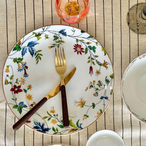 Image of GOLDEN QUEEN'S Handcrafted Dinner Plates: Set of 2 | Perfect for Hosting and Daily Meals | Microwave Safe Plates | 11 inch | Serves 2 - Summer Florals Dinner Plates
