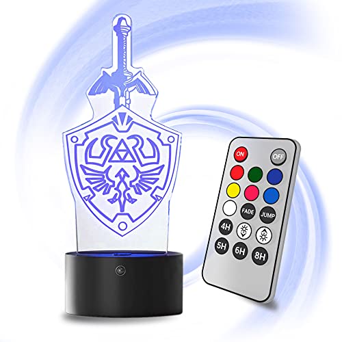 YOUR LIVING ART Zelda Lamp Triforce Master Sword - Zelda 3D Night Light 6 colores que cambian la...