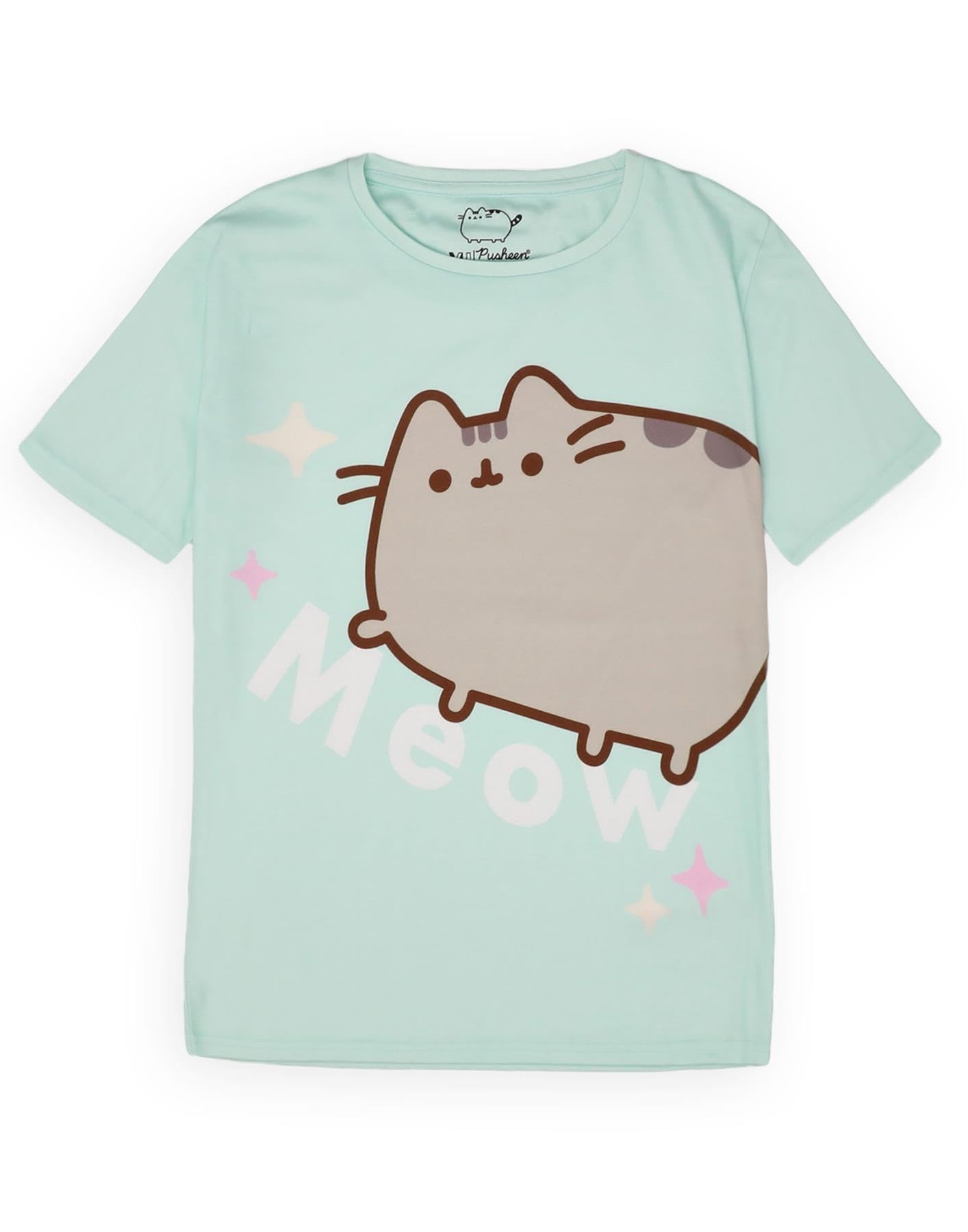 Pusheen Komplet piżam dziewczęcych zielona odzież domowa T-shirt krótki rękaw spodnie długie nogawki nadruk