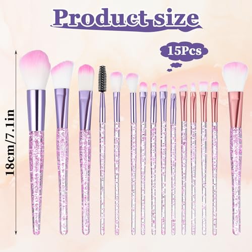 AOZUO 15 Stück Pinselset Makeup,Schminke Make Up Pinsel Set,Schminkpinsel Set Professionelles Foundation Sparkles Puderpinsel Powder Lidschatten Concealer Highlight Beauty für Frauen Foundation