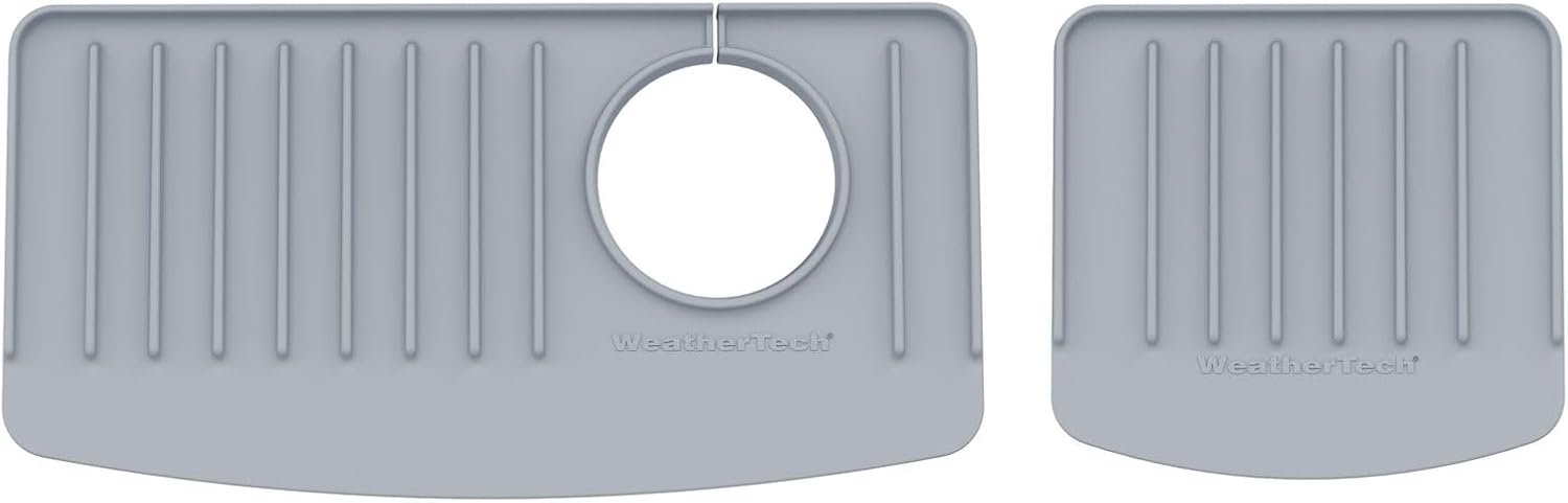 WeatherTech FaucetMat Duo - Protect Your Kitchen & Bathroom Countertops - Light Grey/Pebble