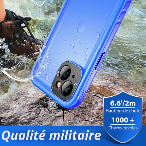 Coque incassable iPhone 14 Plus étanche anti-rayure intégrale bleu - 3