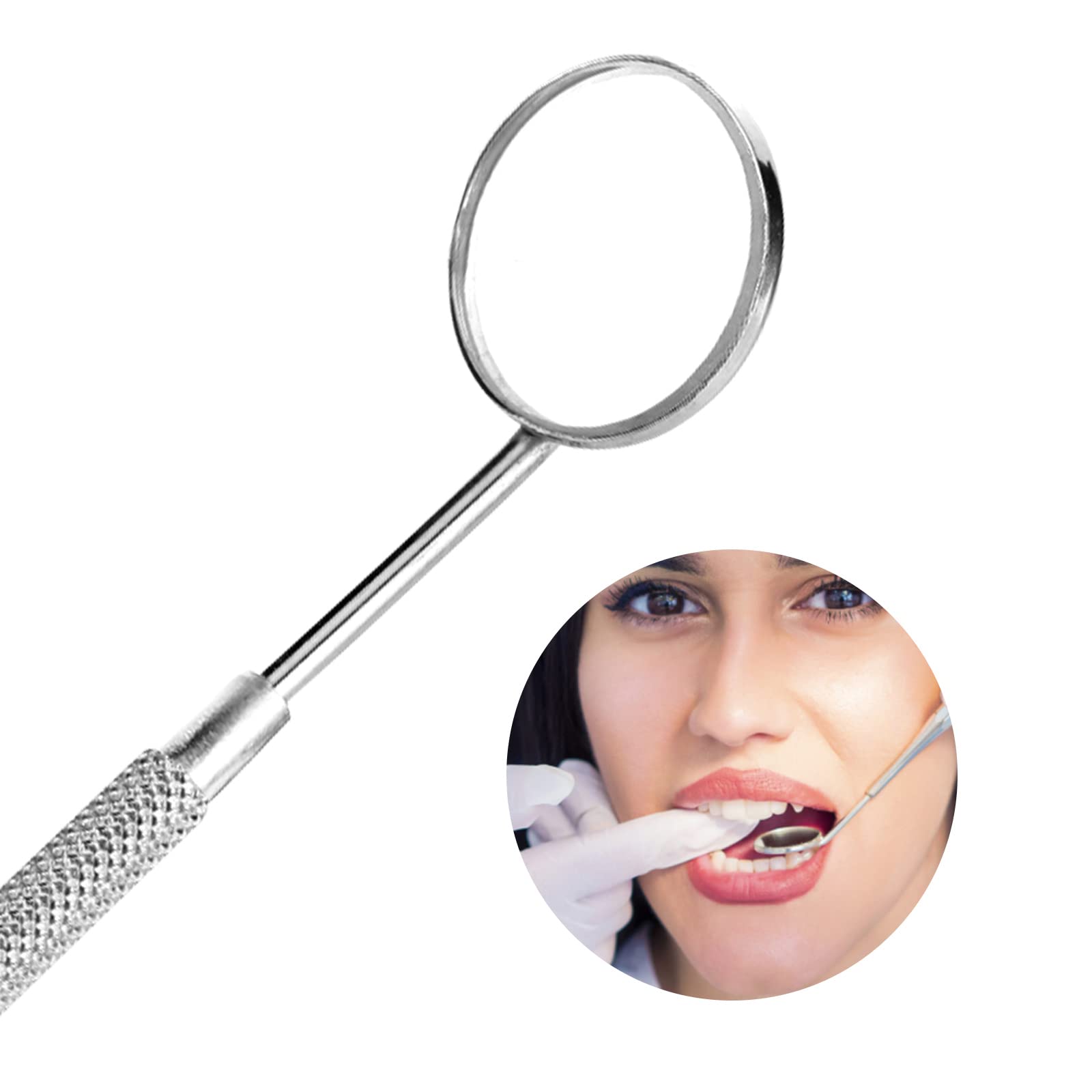 Espejo Dental de Acero Inoxidable, Espejo de Inspección para Extensiones de Pestañas, Herramientas de Dentista (2PCS)
