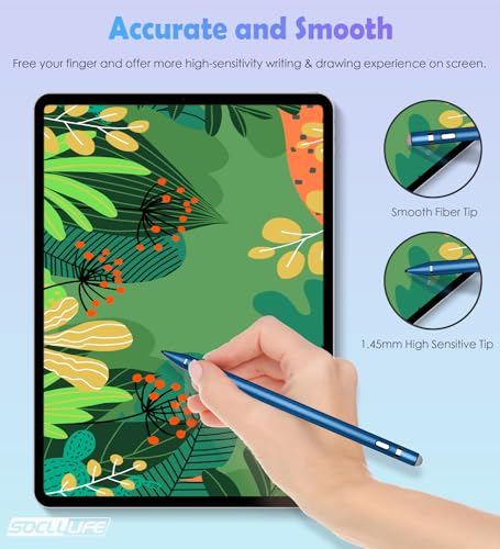 Image of Active Stylus Pen for Touch Screens, Dual Pen Tips for Drawing &Writing,High Precise Universal Digital Pencil for A-pple i-Pad, i-Phone 17 /16 /15 /14 /13 /12,Tablet /Smartphone /Sam-sung /K-indle - Dark Blue