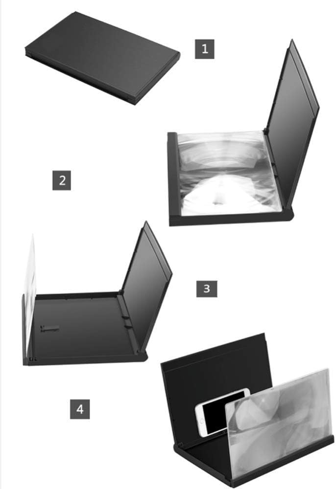 12" Screen Magnifier Smartphone Magnifying Glass Stereoscopic Phone Screen Enlarger Cell Phone 3D HD Movie Video Projector Amplifier Foldable Stand for All Smart Phones