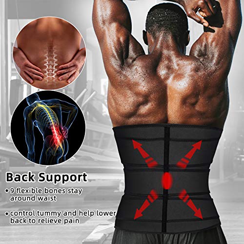 Hidyliu Mens Workout Waist Trainer Neoprene Corset Sauna Sweat Trimmer Cincher Slimming Belly With Belts (Black Waist Trainer Belt, S) #TOP3
