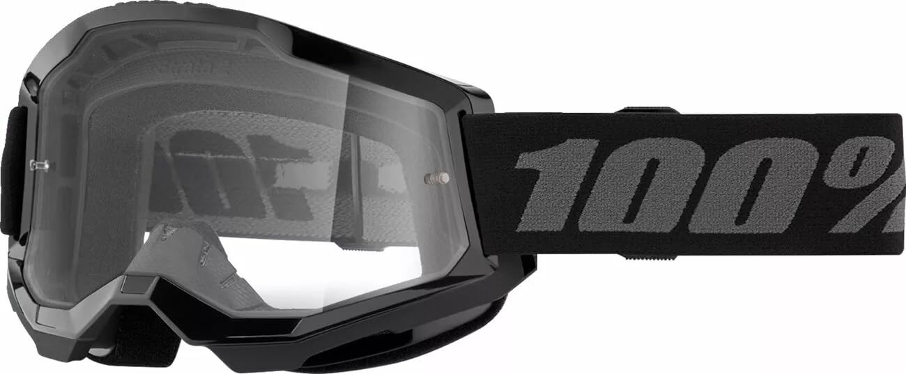 100% Unisex Erwachsene MX Cross Brille Strata 2 schwarz - clear Lens