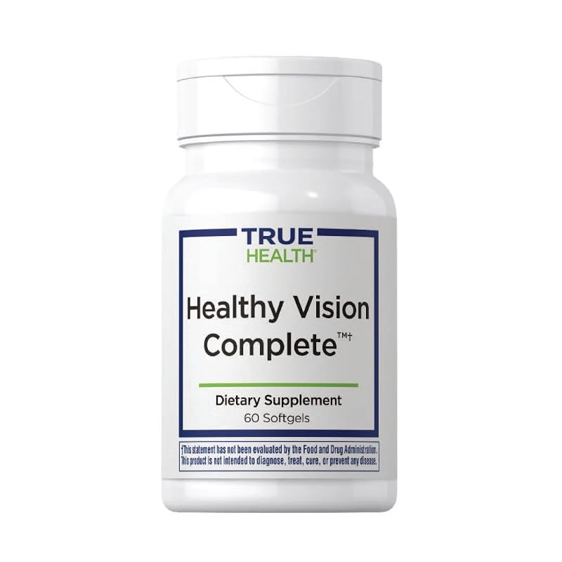 True Health Suplemento para a saúde ocular com luteína, zeaxantina, vitaminas C e A, zinco e mirtilo, 60 cápsulas gelatinosas