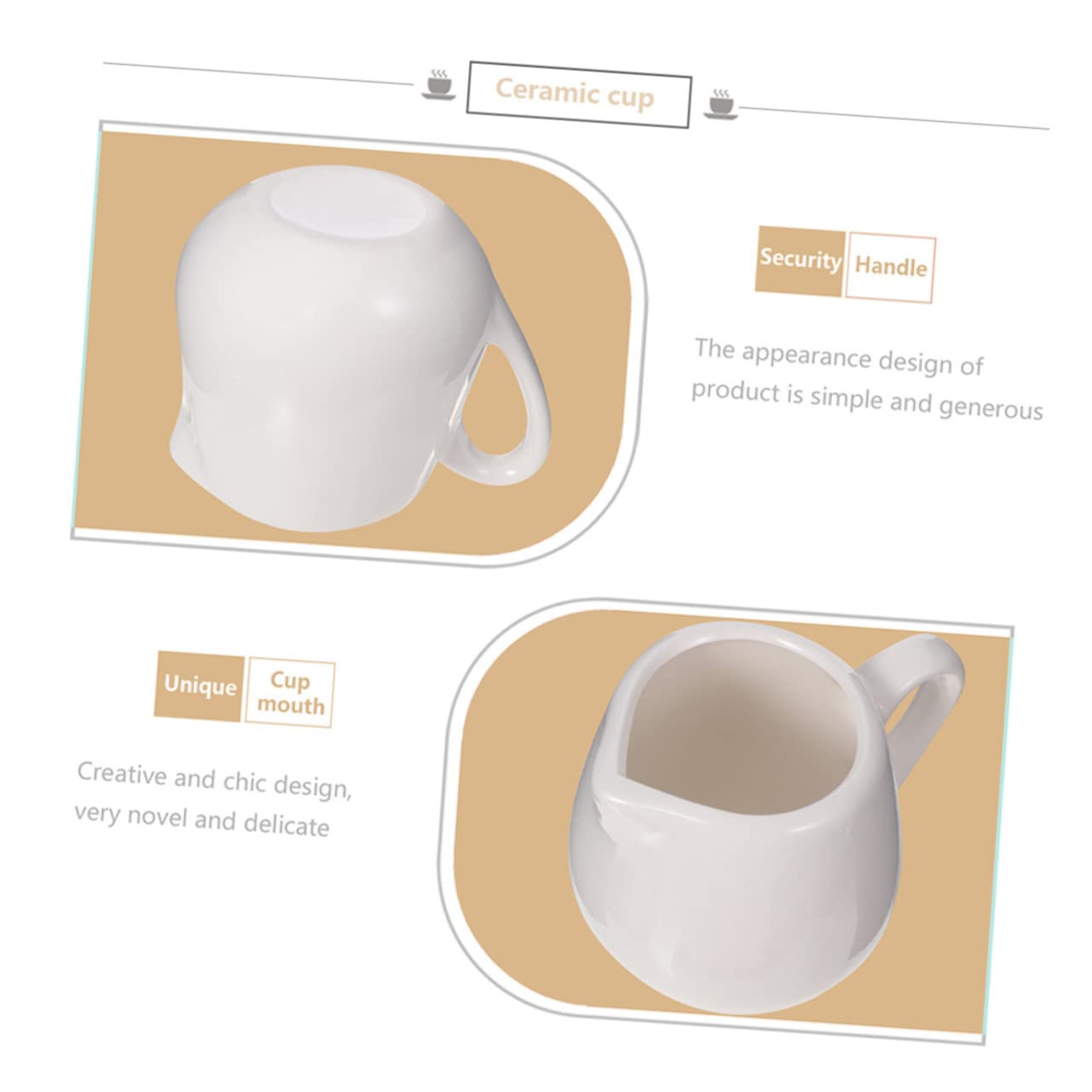 Lot de 6 Pichet à Sauce, en Céramique Blanc, Poignée | Service de Table, Design Simple et Soigné, Usage Maison, Présent de Crémaillère