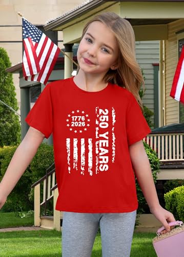 Image of CAZYCHILD Kids 250 Anniversary USA Shirts 250 Year American Flag Tshirt Boys and Girls Happy 250th Tee 4th of July Tops