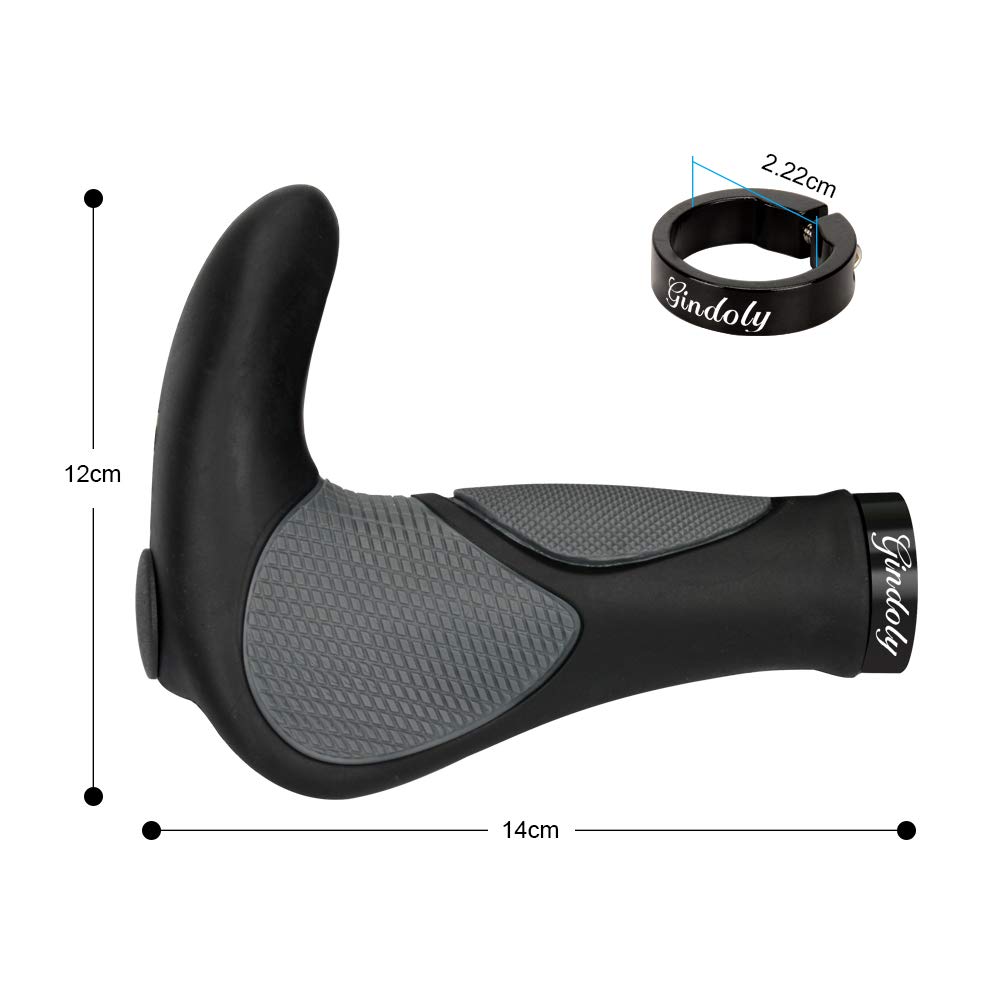 Gindoly Fahrradgriffe Ergonomisch Fahrradlenker jedes Fahrrad - Lenkergriffe für perfekte Griffsicherheit rutschfest Fahrradlenkergriffe Lenker Handgriffe MTB, Schwarz/Grau
