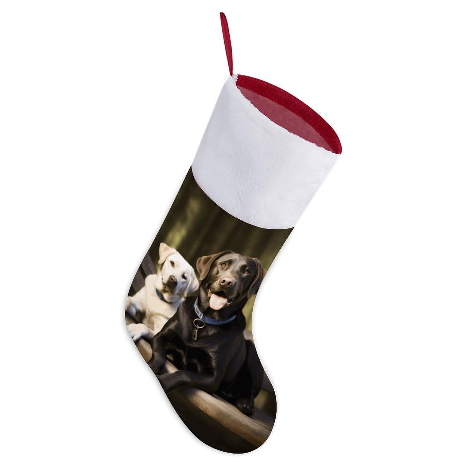 Labrador Christmas Stocking Comfortable Super Soft Plush Cuff Christma Stocking Xmas Eve Party Fireplace Tree Gift Decoration Socks for Family Holiday Party Gifts
