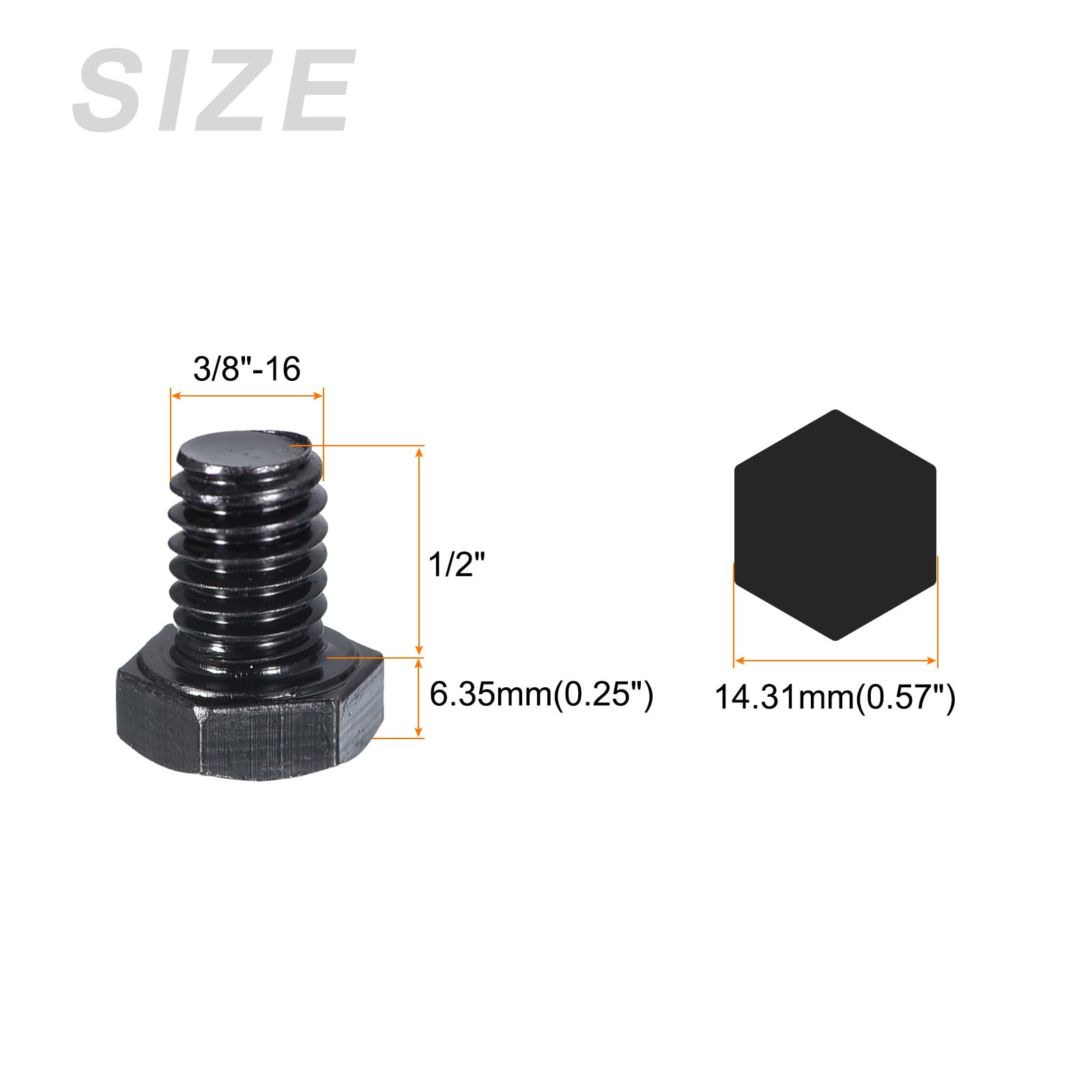 METALLIXITY Hex Head Bolts (3/8-16 x 1/2") 20Pcs, 304 Stainless Steel 18-8, Fully Threaded, External Hex Drive - Image 2