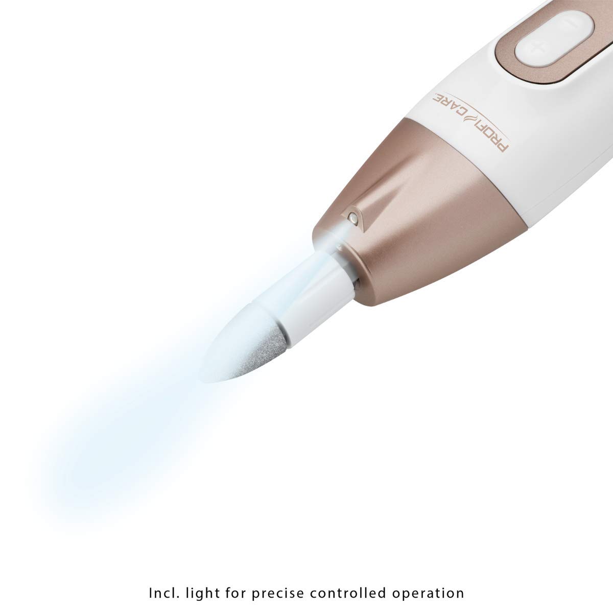 ProfiCare, PC-MPS 3004, Kit de manucure/pédicure électrique avec 7 éléments de soin pour ongles 5 niveaux de réglage LED Lampe LED et sac de rangement pratique Blanc
