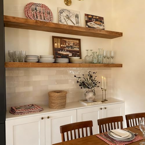 Image of ROGMARS 60 Inches Long Walnut Floating Shelves