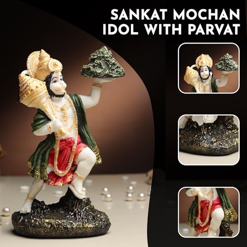 Image of ARMONIA Hanuman Ji God Idol for Home Decor - 9 Inch Resin Bajrangbali Murti Figurine, Best Spiritual Gift for Wedding, Pooja Room, Car Dashboard, Living Room,Housewarming (Including Cloth)