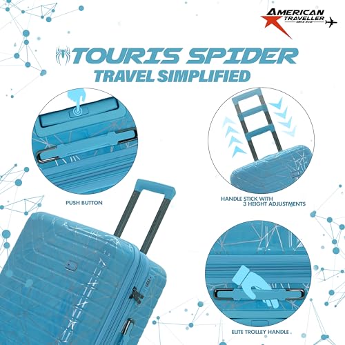 Image of Spider Trolley bag - Single Small | Polycarbonate Hardshell | 8 Metallic | Large Polycarbonate Hardshell, Lightweight Expandable, 360 Rotatable Wheels, TSA Type Lock
