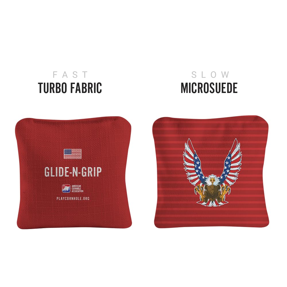 ACA Synergy Pro Dual Sided Cornhole Bags | Merica Red Design | Set of (4) All-Weather Resin Filled Stick & Slide Corn Hole Bags