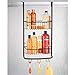 mDesign Stainless Steel Bath/Shower Over Door Caddy, Hanging Storage Organizer 2-Tier Rack with 6 Hooks and 2 Baskets - Holder for Soap, Shampoo, Loofah, Body Wash, Omni Collection, Bronze