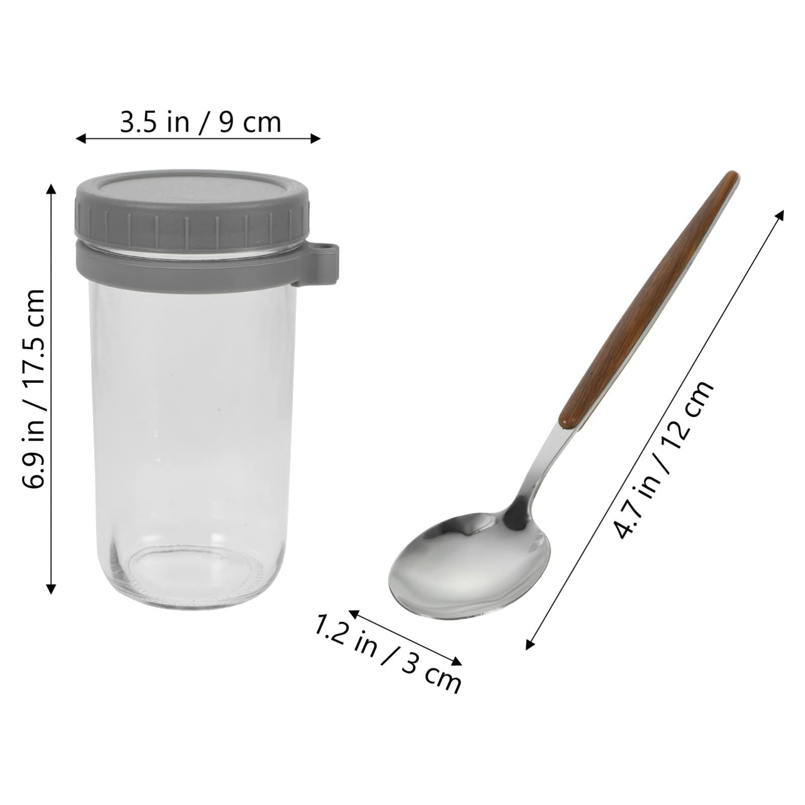 UPKOCH 2 Stück Praktischer Müslibecher aus Glas 600ml mit Löffeln | Deckel aus Kunststoff, Rutschfestes Design, Tragbar für Unterwegs, Haferflockengläser mit Deckel