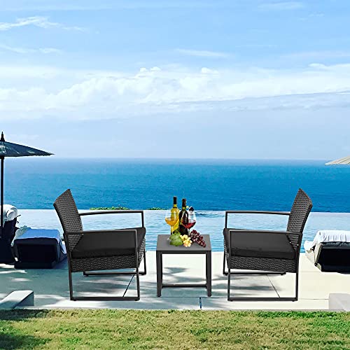 Slnfxc 3 Pieces Patio Set Outdoor Wicker Patio Furniture Sets Set Rattan Chair Conversation Sets With Coffee Table For Yard #TOP3