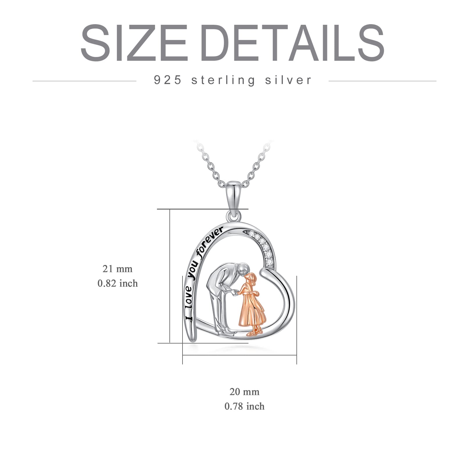 Père fille collier S925 en argent Sterling amour coeur pendentif chaîne père fille bijoux cadeaux pour femmes filles