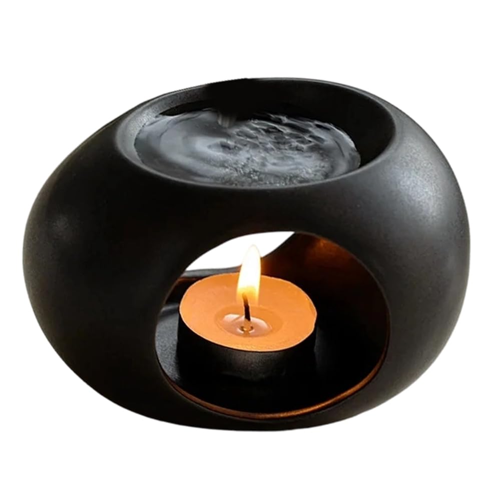 IJSDNVJNDX Simple Black Ceramics Candle Heating Holder Essential Oil Diffuser Furnace Aromatherapy Burner Household
